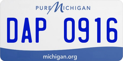 MI license plate DAP0916