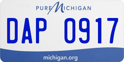 MI license plate DAP0917