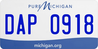 MI license plate DAP0918