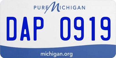 MI license plate DAP0919