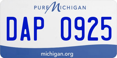 MI license plate DAP0925