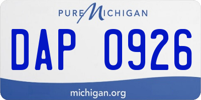 MI license plate DAP0926
