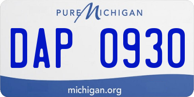MI license plate DAP0930