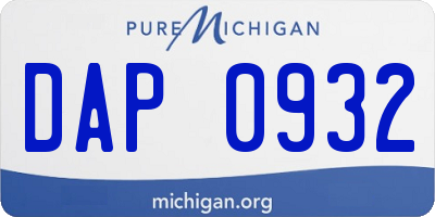 MI license plate DAP0932