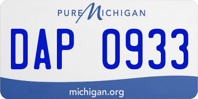 MI license plate DAP0933