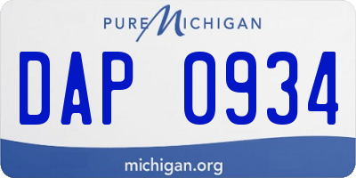 MI license plate DAP0934