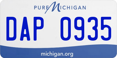 MI license plate DAP0935