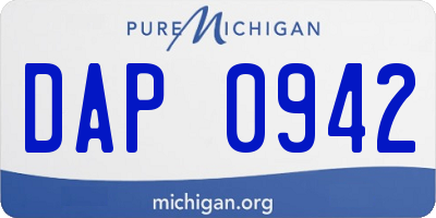 MI license plate DAP0942