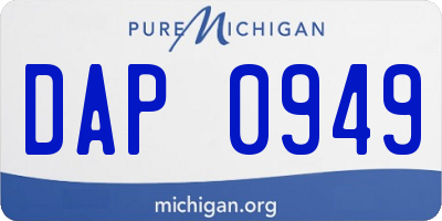 MI license plate DAP0949