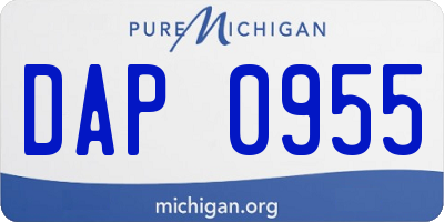 MI license plate DAP0955
