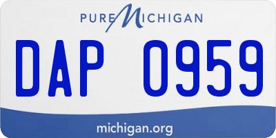 MI license plate DAP0959