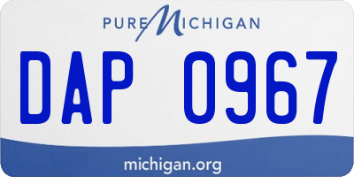 MI license plate DAP0967