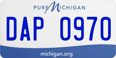 MI license plate DAP0970