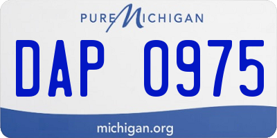 MI license plate DAP0975