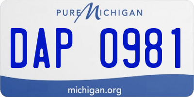 MI license plate DAP0981