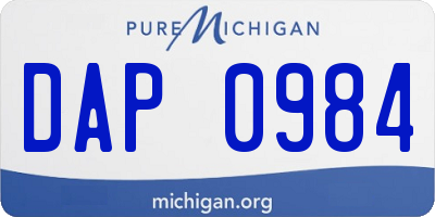 MI license plate DAP0984