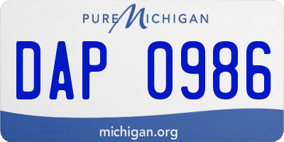 MI license plate DAP0986