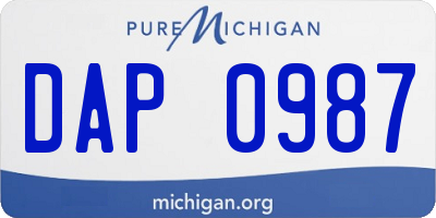 MI license plate DAP0987