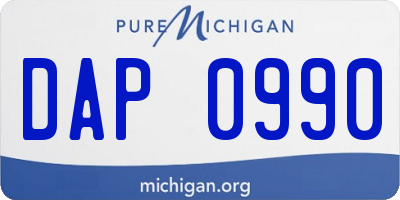 MI license plate DAP0990