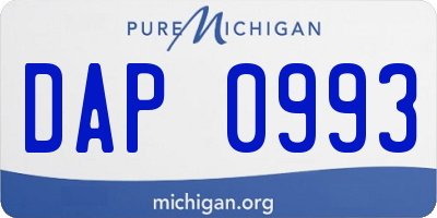 MI license plate DAP0993