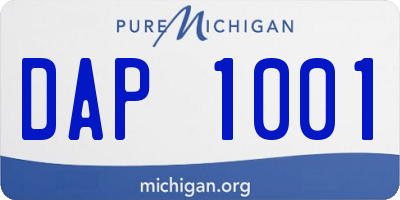 MI license plate DAP1001