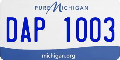 MI license plate DAP1003