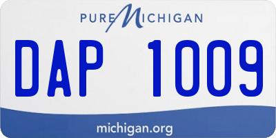 MI license plate DAP1009