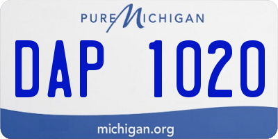 MI license plate DAP1020