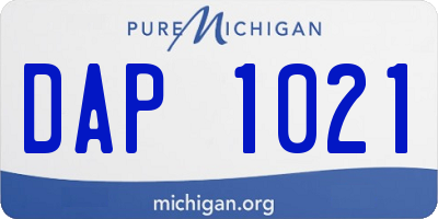 MI license plate DAP1021