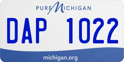 MI license plate DAP1022