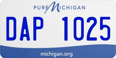 MI license plate DAP1025