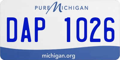 MI license plate DAP1026