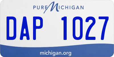 MI license plate DAP1027