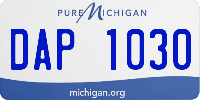 MI license plate DAP1030