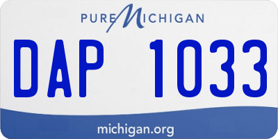 MI license plate DAP1033