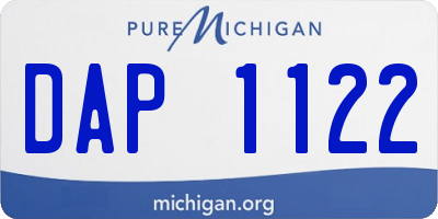 MI license plate DAP1122