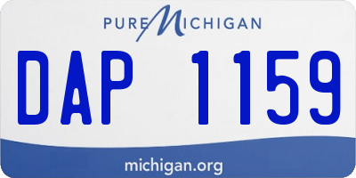 MI license plate DAP1159