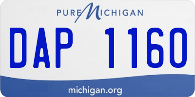 MI license plate DAP1160