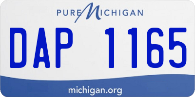 MI license plate DAP1165