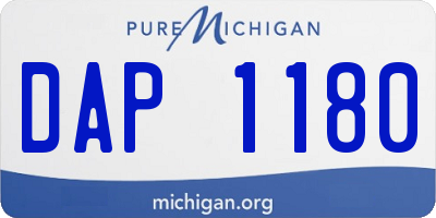 MI license plate DAP1180