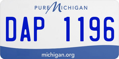 MI license plate DAP1196