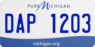 MI license plate DAP1203