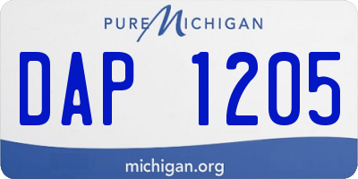 MI license plate DAP1205