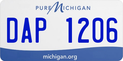 MI license plate DAP1206
