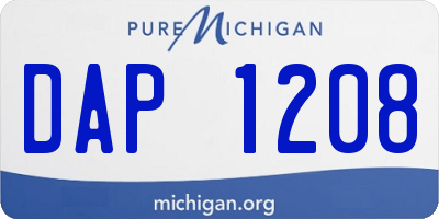 MI license plate DAP1208