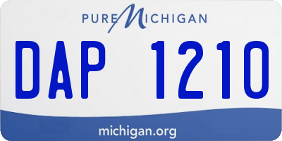 MI license plate DAP1210
