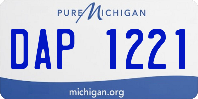 MI license plate DAP1221