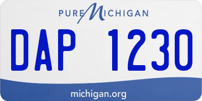 MI license plate DAP1230