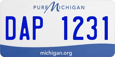 MI license plate DAP1231