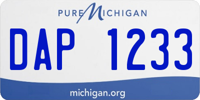 MI license plate DAP1233